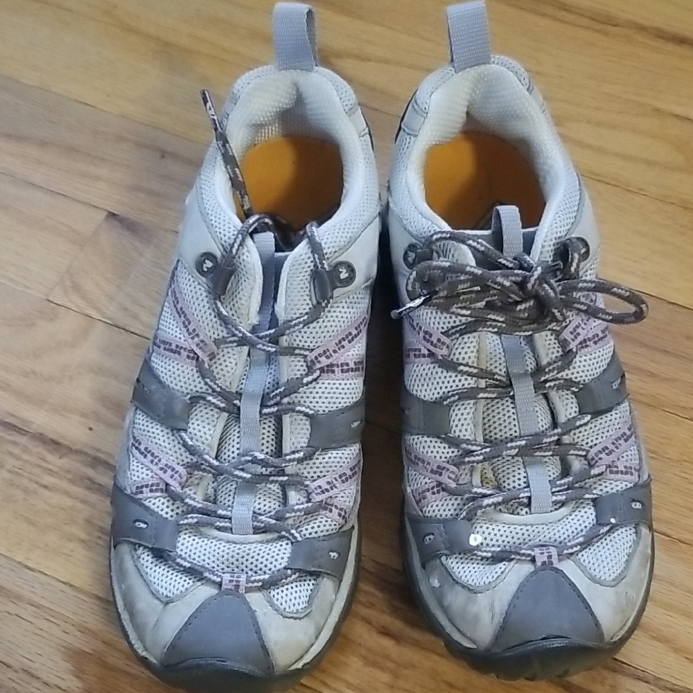 Merrell Gray and White Athletic Shoes with Rugged Design